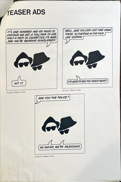 Blues Brothers pressbook 10 pages, pressbook '80 John Belushi & Dan Aykroyd are on a mission from God
