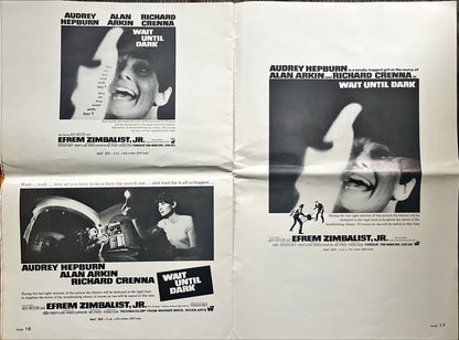 Wait until dark  pressbook 1967 blind Audrey Hepburn is terrorized by burglar Alan Arkin