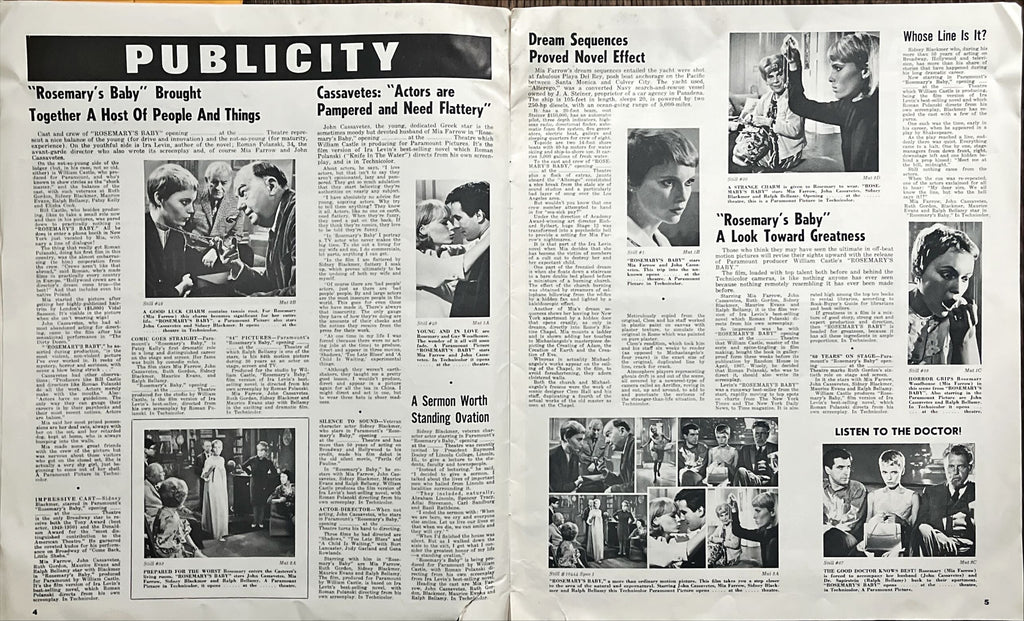 Rosemary‘s baby press book,  pressbook 1968 Roman Polanski, Mia Farrow, creepy baby carriage horror image