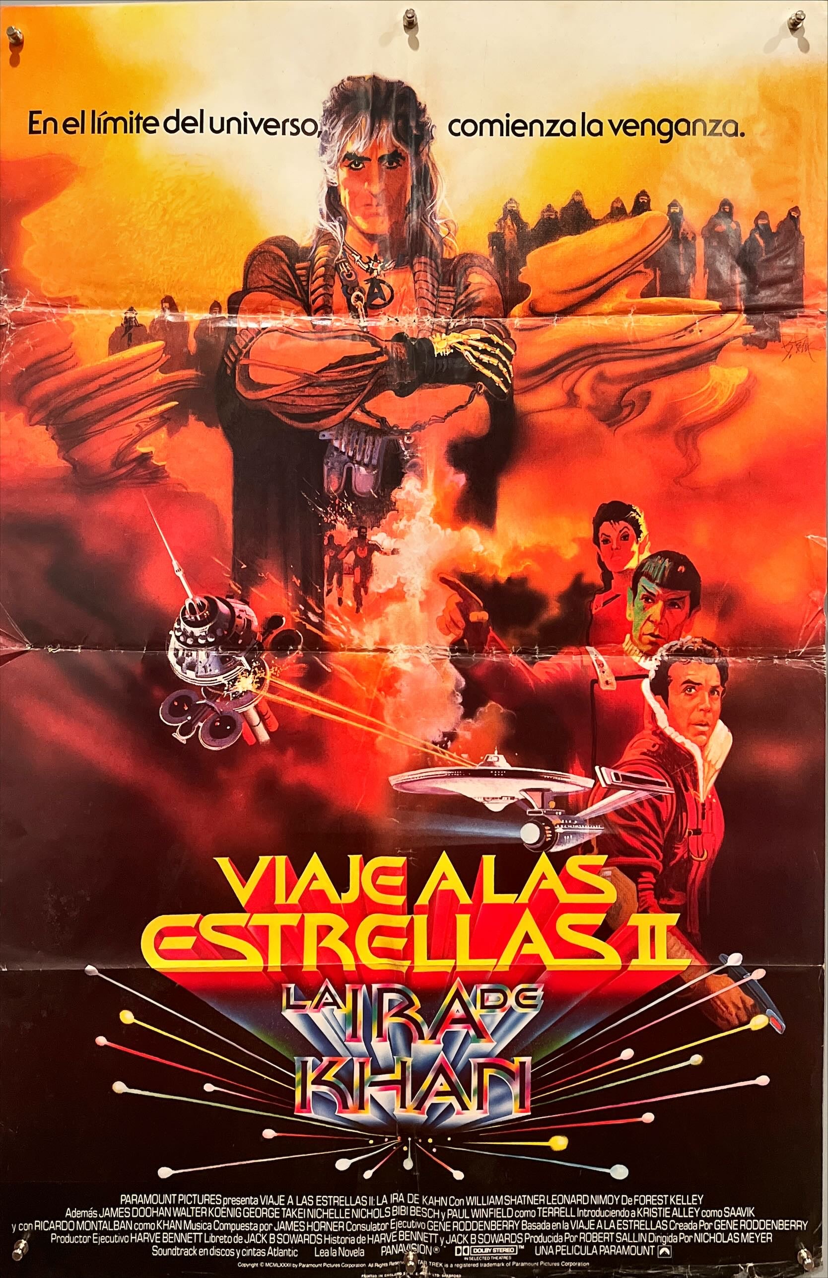 Star Trek 2 Spanish original movie poster, int'l 1sh 1982 The Wrath of Khan, Leonard Nimoy, William Shatner, sci-fi sequel