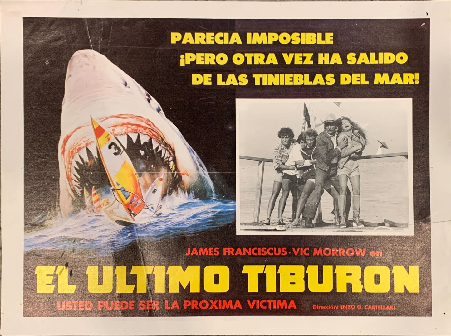 GREAT WHITE, MEXICAN LOBBY CARD, 1SH 1982 GREAT ARTWORK OF HUGE SHARK