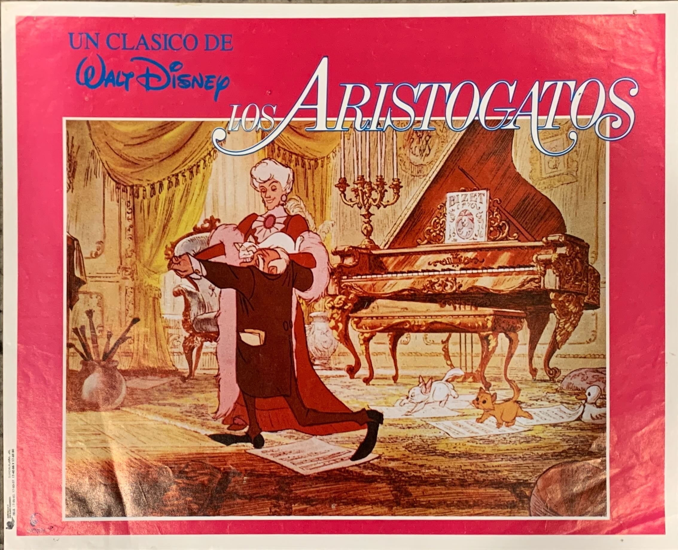 The Aristocats, Mexican movie lobby card '71 Walt Disney feline jazz musical cartoon