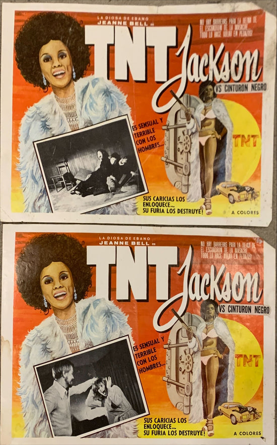 TNT Jackson, 7x Mexican Lobby Cards, 1974 John Solie art of Jeanne Bell