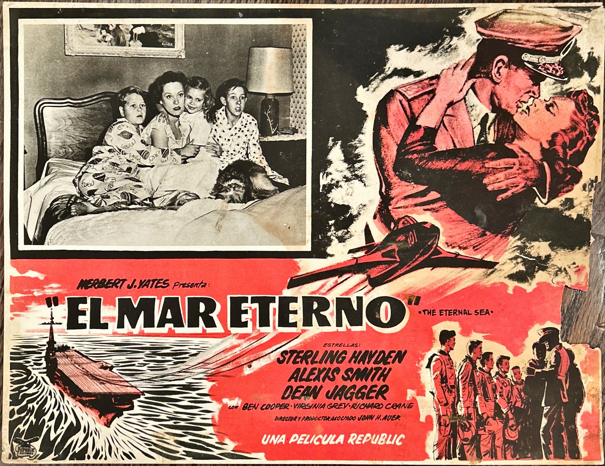 The Eternal Sea, 2 Mexican Lobby Card '55 Sterling Hayden as Admiral John Hoskins