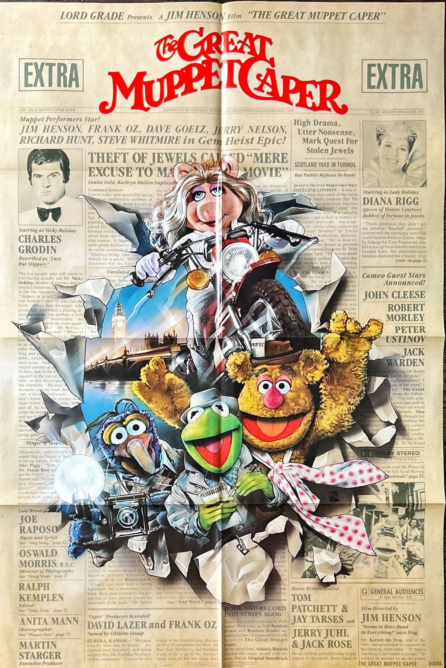The Great Muppet Caper (1981) One Sheet Movie Poster - Jim Henson, Drew Struzan Art