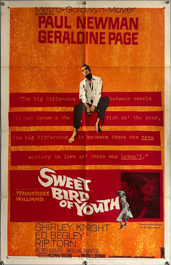 Sweet bird of youth 1sh 1962 Paul Newman, Geraldine Page, from Tennessee Williams&