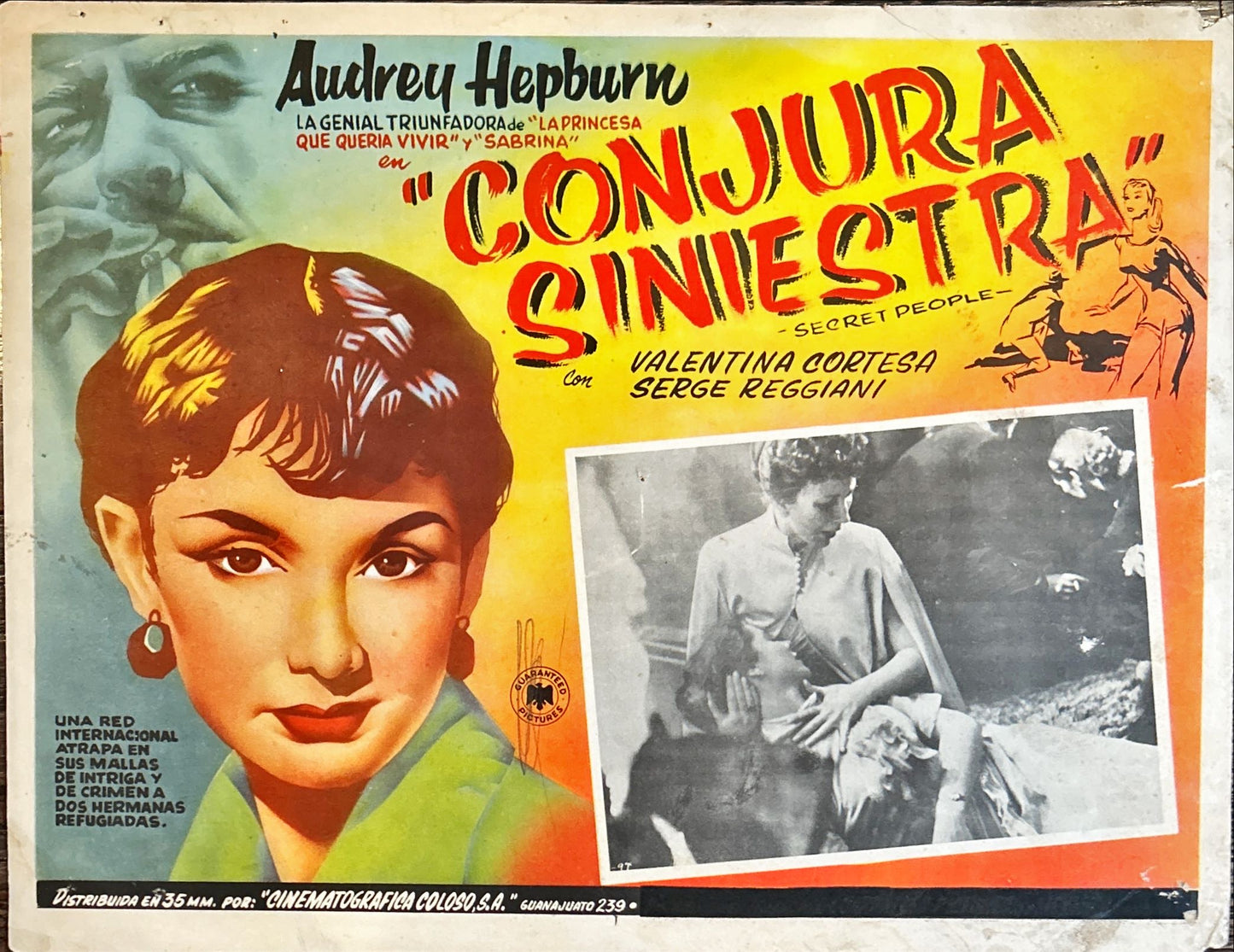 Secret People (1950) 3x Lobby Cards - R'51 Audrey Hepburn MX