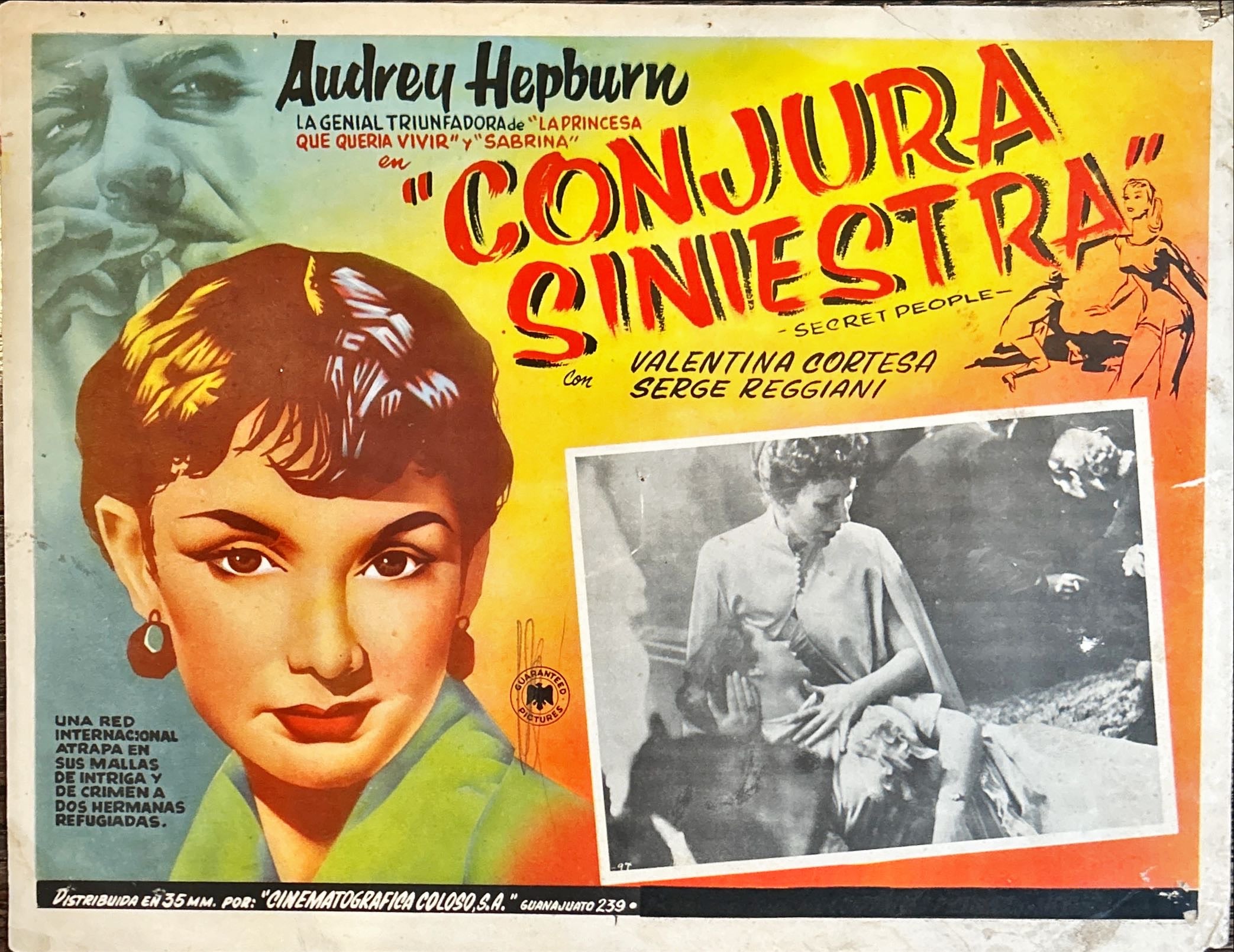 Secret People (1950) 3x Lobby Cards - R'51 Audrey Hepburn MX