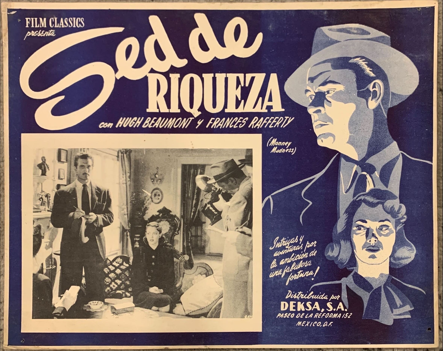 Money Madness, Mexican Lobby Card, '48 Hugh Beaumont