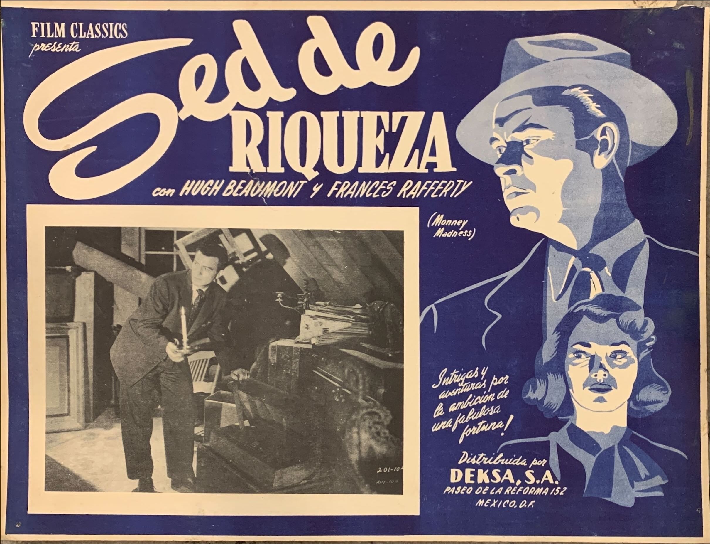Money Madness, Mexican Lobby Card, '48 Hugh Beaumont