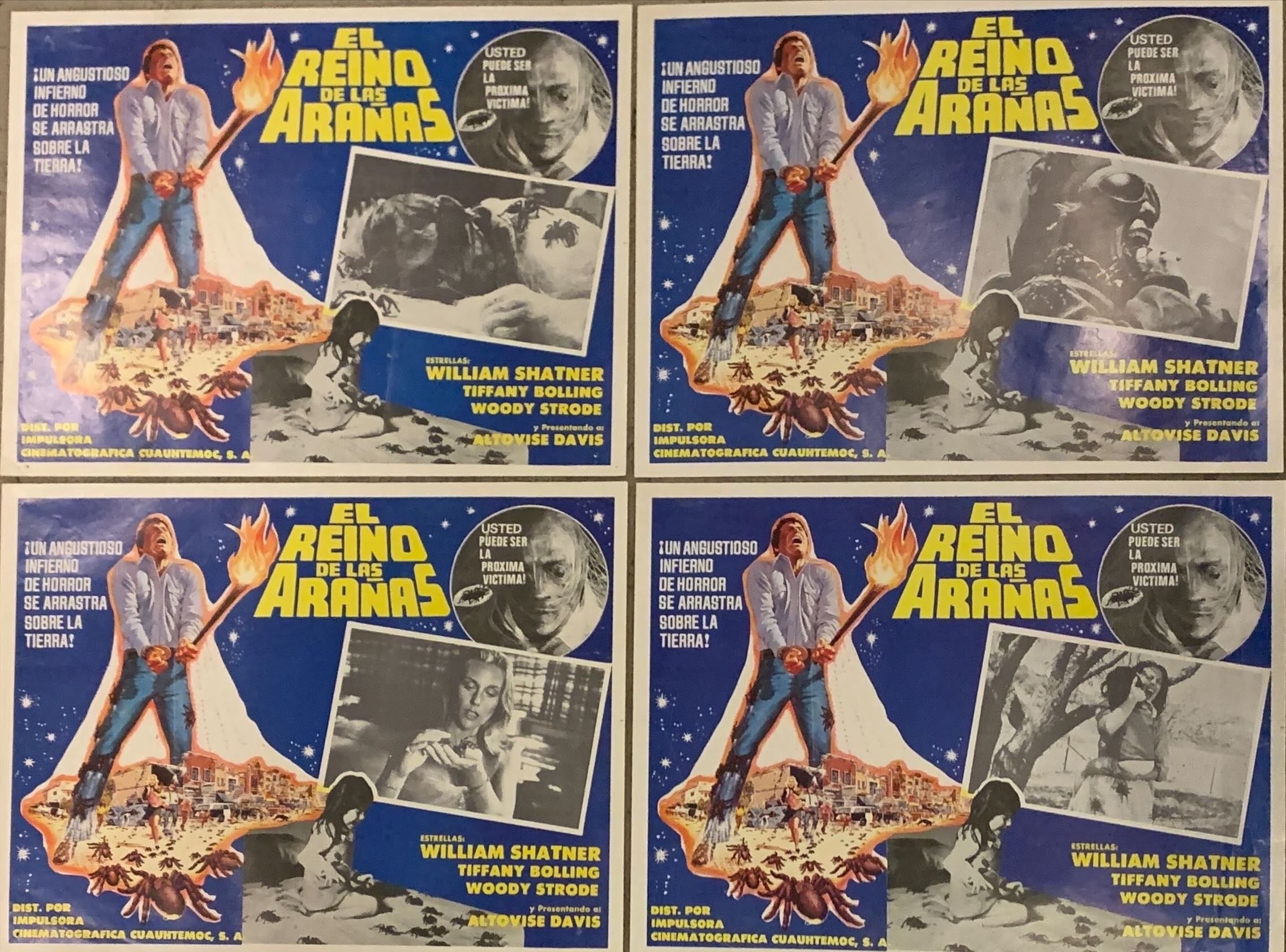 KINGDOM OF THE SPIDERS 8 MEXICAN LOBBY CARDS, '77 WILLIAM SHATNER