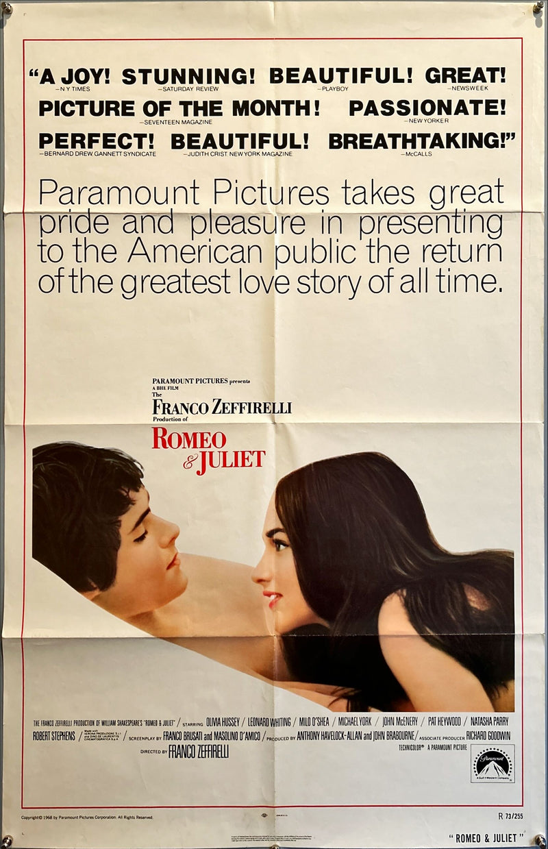 Romeo and Juliet reviews style, R1973 Franco Zeffirelli's version of William Shakespeare's play