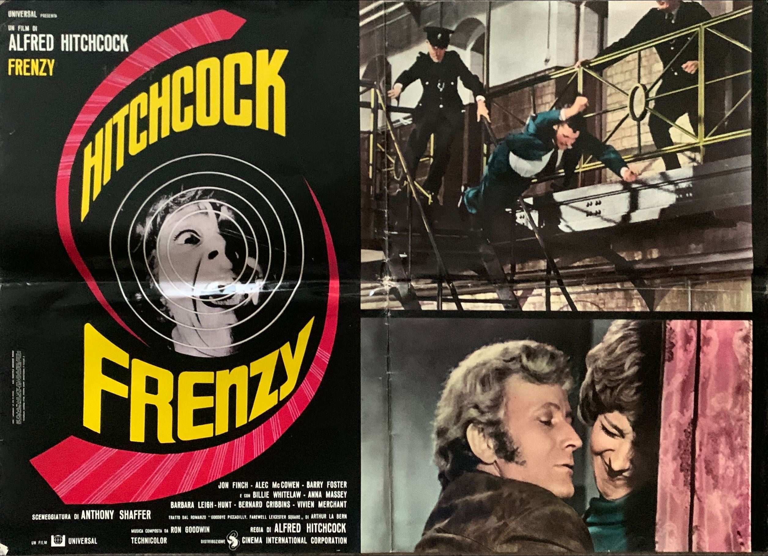 Frenzy 9 Italian 18x26 pbustas 1972 Shaffer, Alfred Hitchcock's shocking masterpiece