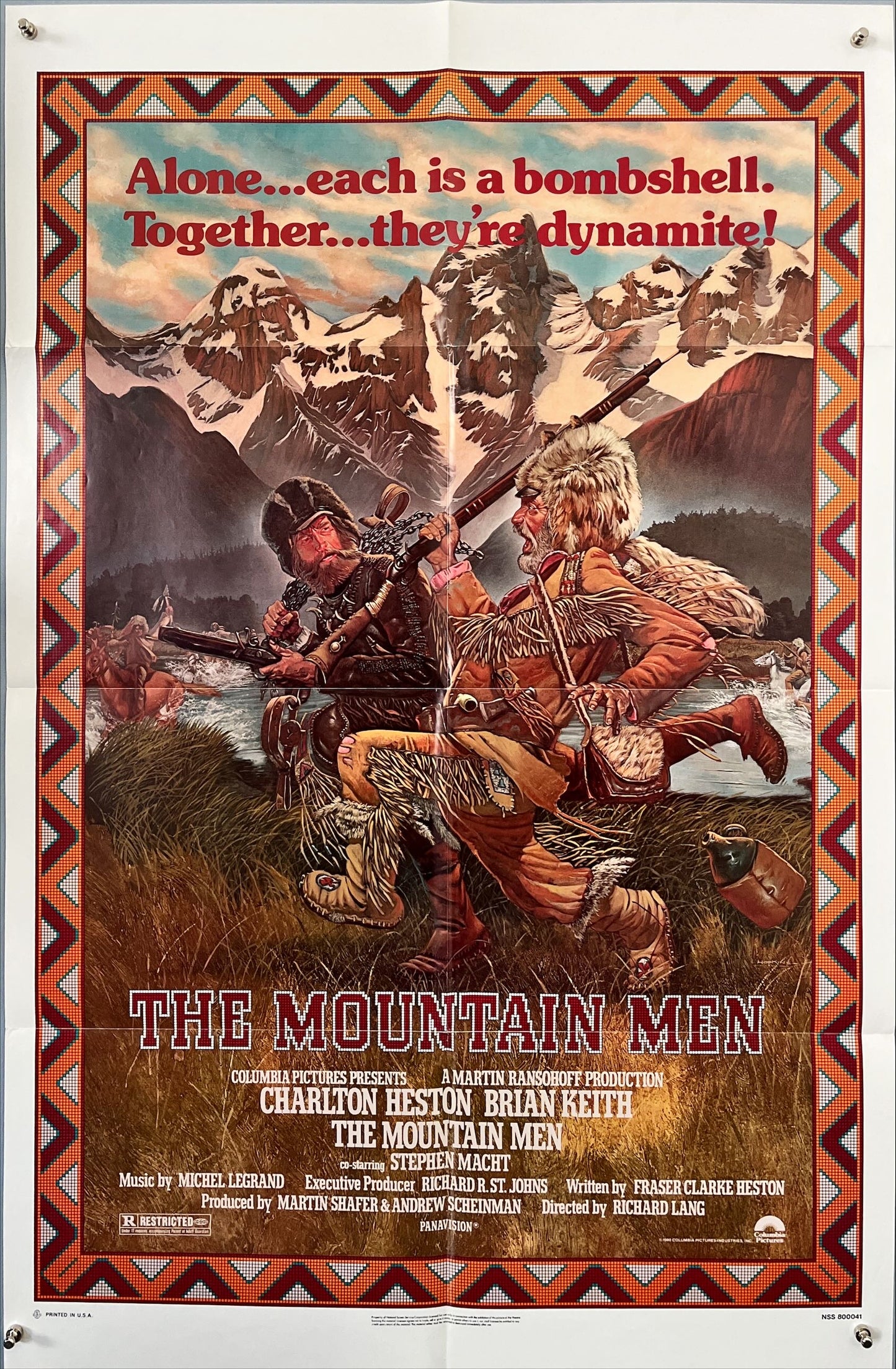 The Mountain Men (1980) – Original U.S. One-Sheet Movie Poster (27x41”) | Charlton Heston, Brian Keith | Columbia Pictures | Folded | Western Adventure