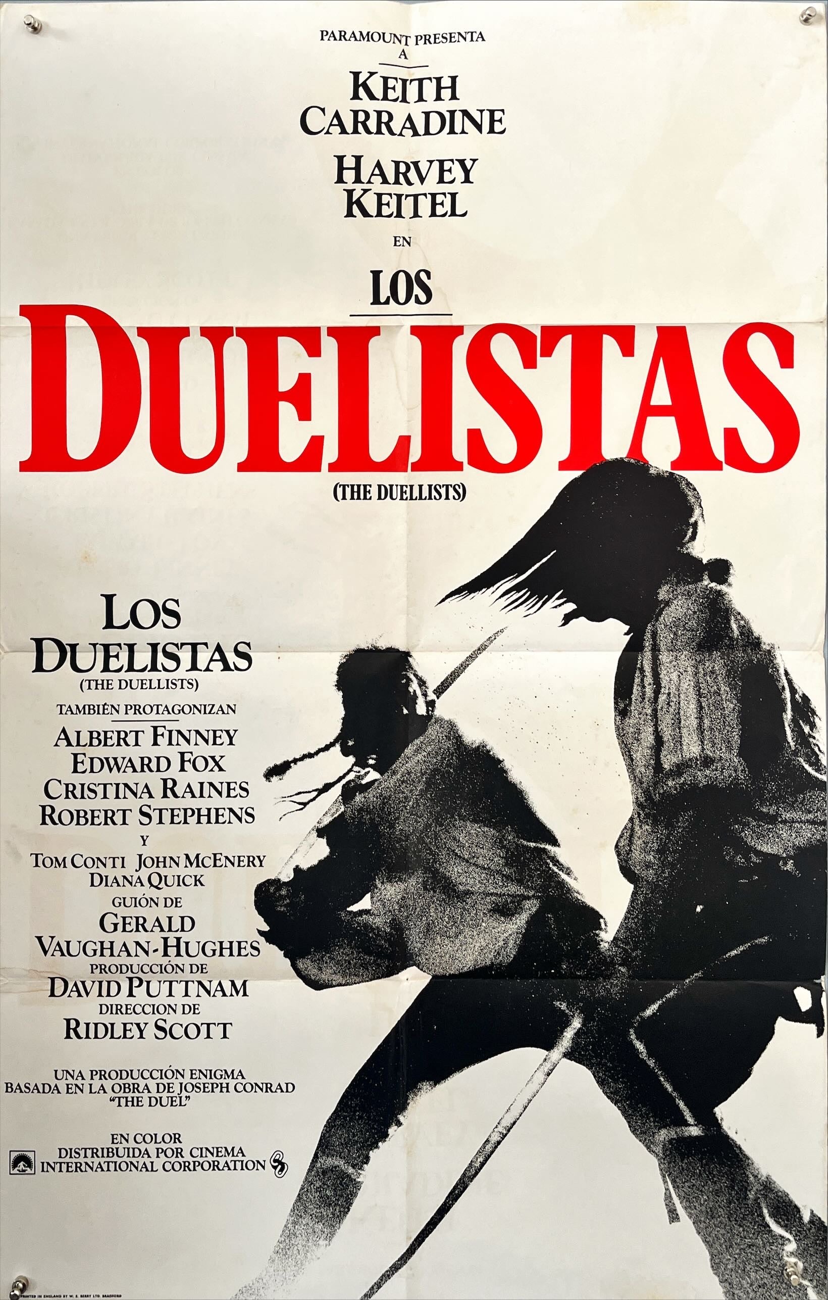 LOS DUELISTAS-The Duellists (1977) – Original Mexican One Sheet Poster (27 x 37 in)  Paramount Pictures | Directed by Ridley Scott | First Printing for Spanish-Speaking Markets