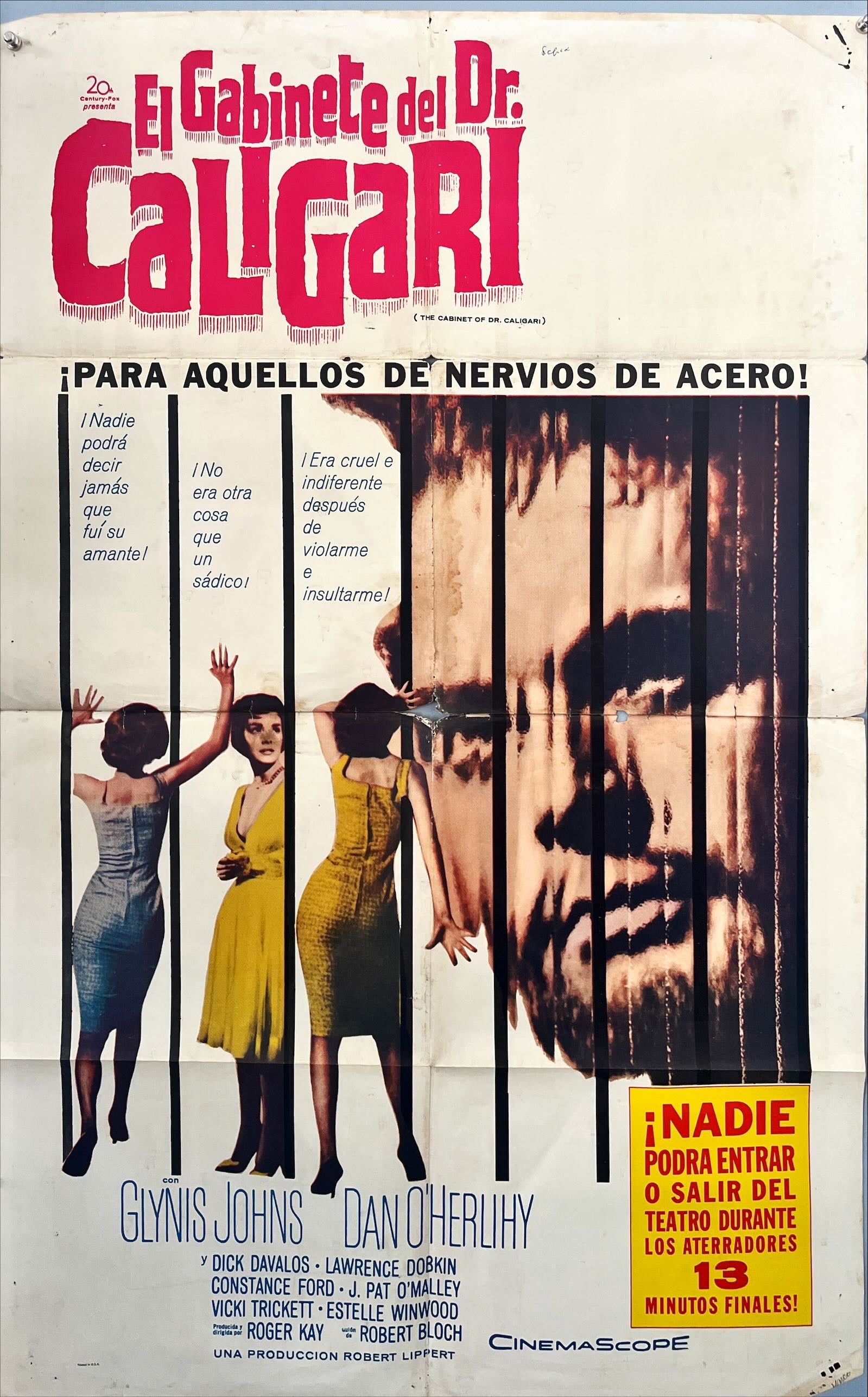 El Gabinete del Dr. Caligari (The Cabinet of Dr. Caligari) Original Mexican One Sheet Poster | Circa 1960s | 27x41 in | Folded