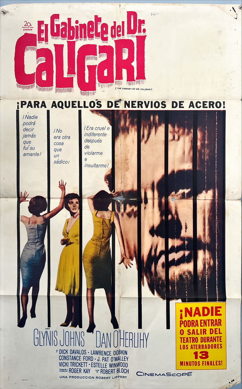 The Cabinet of Dr. Caligari -Original Mexican One Sheet Poster | Circa 1960s | 27x41 in | Folded