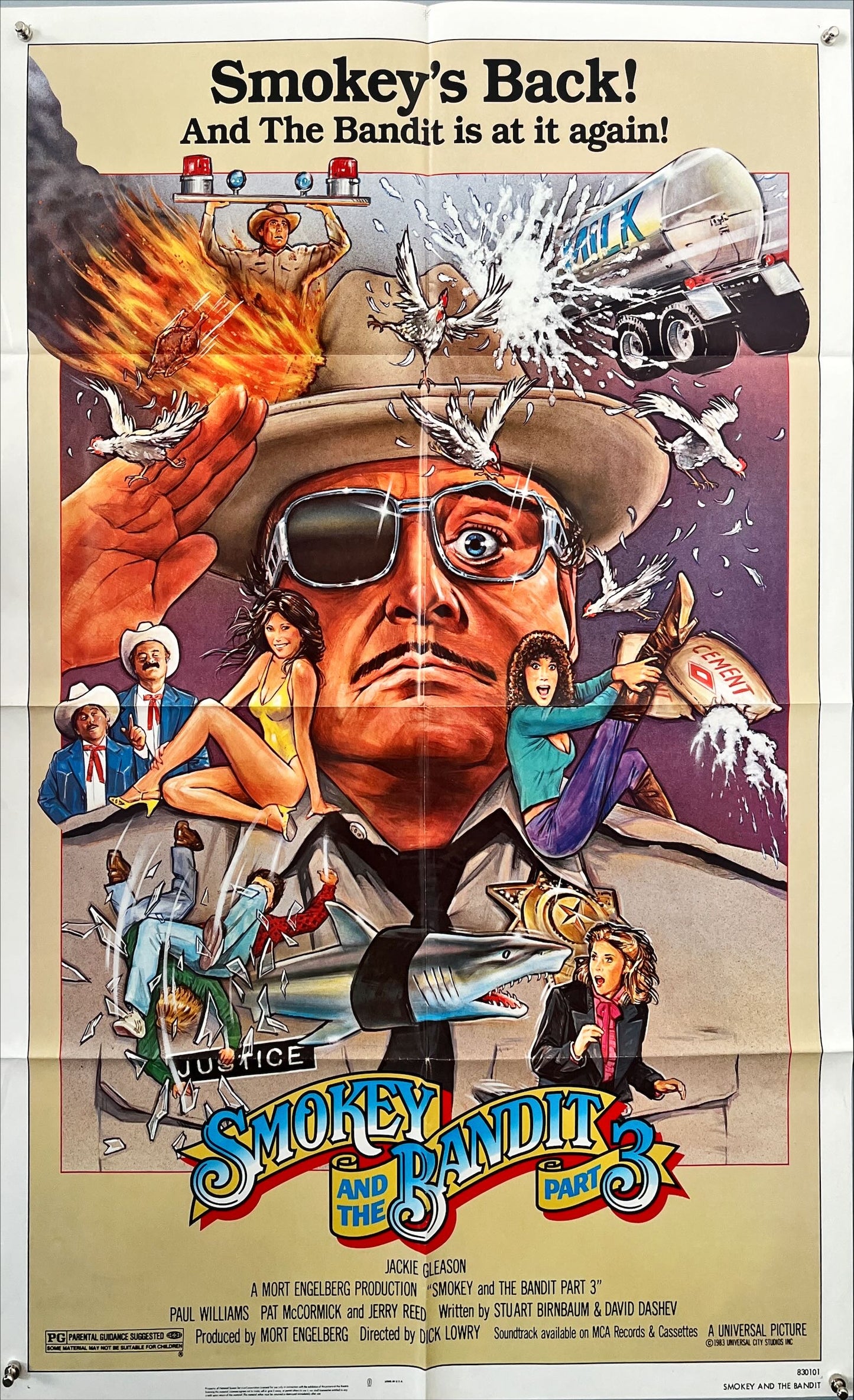 Smokey and the Bandit Part 3 (1983) – Original U.S. One-Sheet Movie Poster (27x41”) | Action-Comedy Sequel | Jackie Gleason, Jerry Reed | Folded