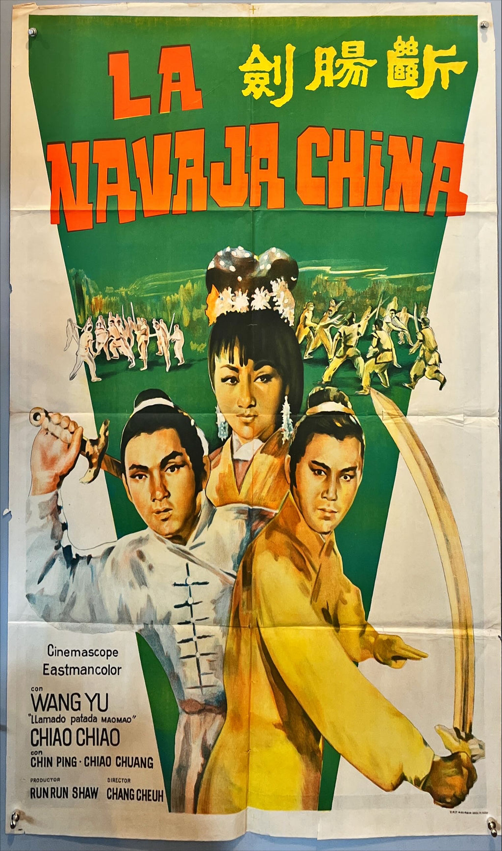 La Navaja China (Spanish-language poster) – Original Mexican Release – Shaw Brothers Martial Arts Classic – Starring Wang Yu, Chiao Chiao – Directed by Chang Cheh