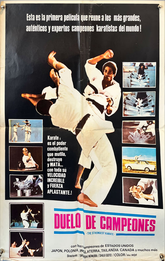 Duelo de Campeones (c.1980s) Original Mexican One Sheet Movie Poster – The Strongest Karate, Martial Arts Action Film