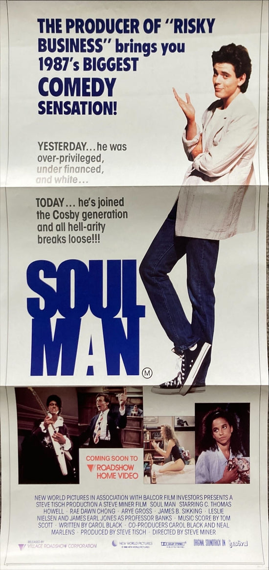 Soul Man 1987 Australian daybill, C. Thomas Howell pretends to be black, Chong, James Earl Jones