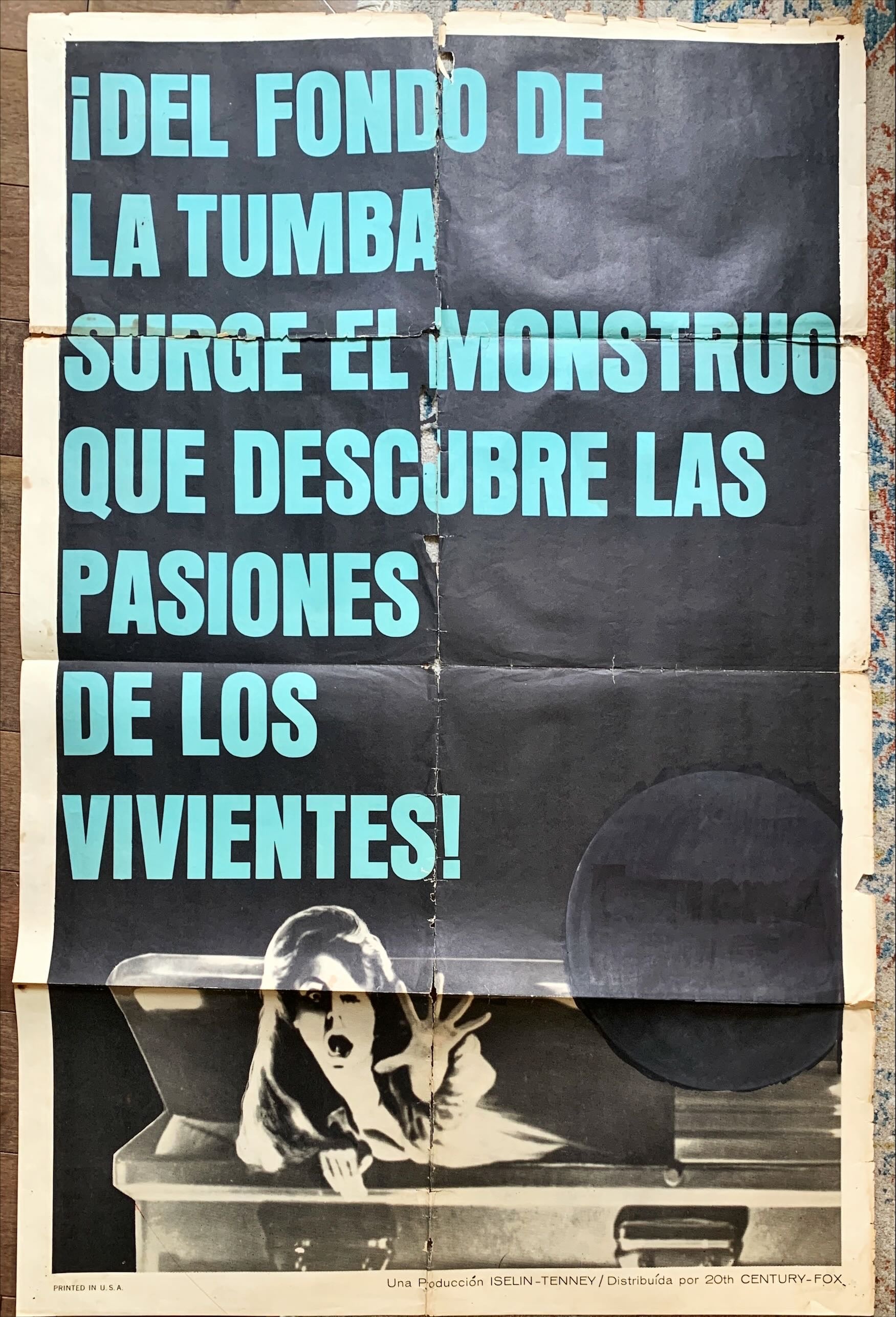 Curse of the living corpse,original poster,Argentinean '64 from grave the creature that undrapes the living