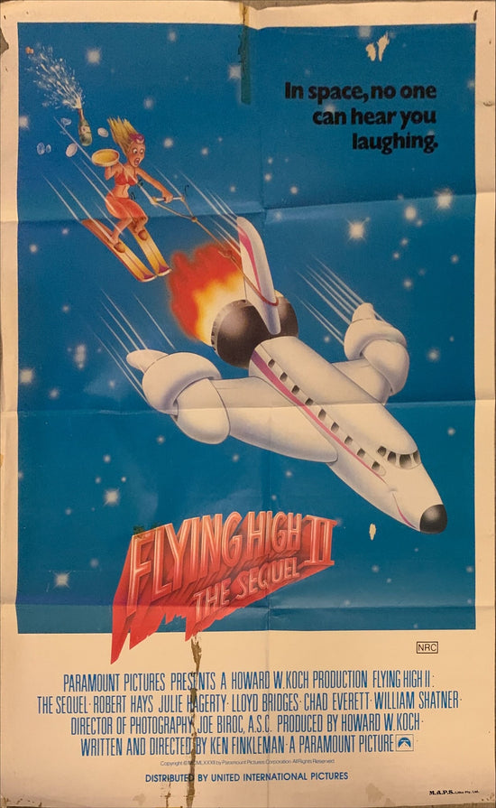 Airplane II, Aust daybill 1982 Robert Hays, great wacky art of Santa Claus dragged by plane