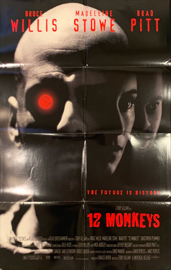 12 Monkeys, DS 1sh 1995 Bruce Willis, Brad Pitt, Stowe, Terry Gilliam directed sci-fi