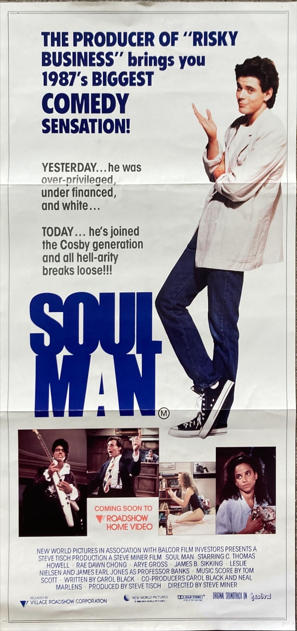 Soul Man 1987 Australian daybill, C. Thomas Howell pretends to be black, Chong, James Earl Jones