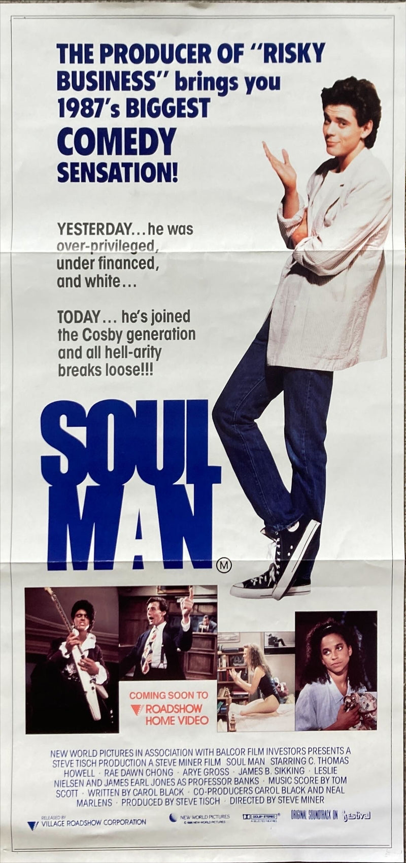 Soul Man 1987 Australian daybill, C. Thomas Howell pretends to be black, Chong, James Earl Jones