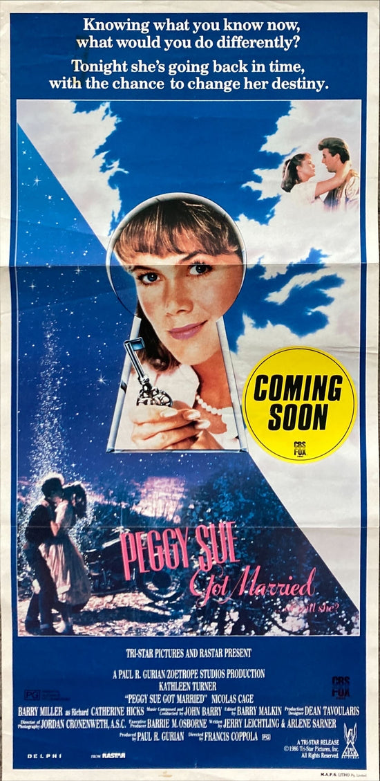 Peggy Sue got Married Aust daybill 1986 Francis Ford Coppola, Kathleen Turner