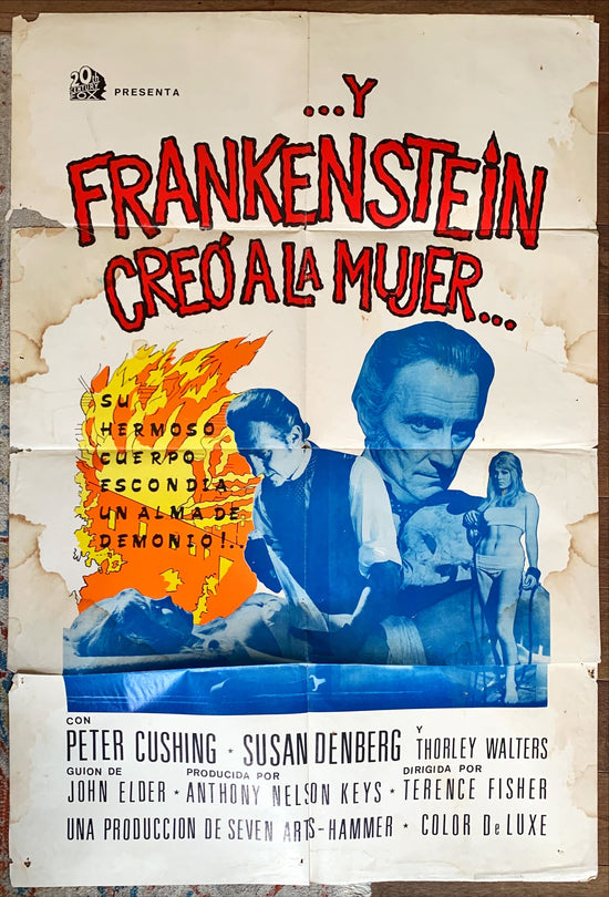 And Frankenstein created woman, spanish language orig poster, 1sh 1967 Peter Cushing