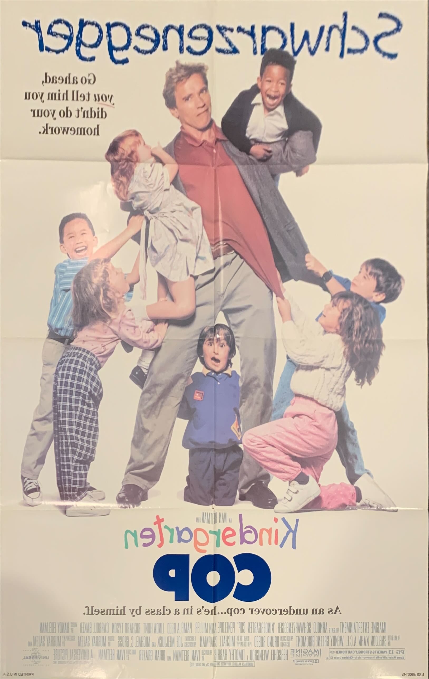 Kindergarten Cop, 1sh 1990 Arnold Schwarzenegger has his hands full