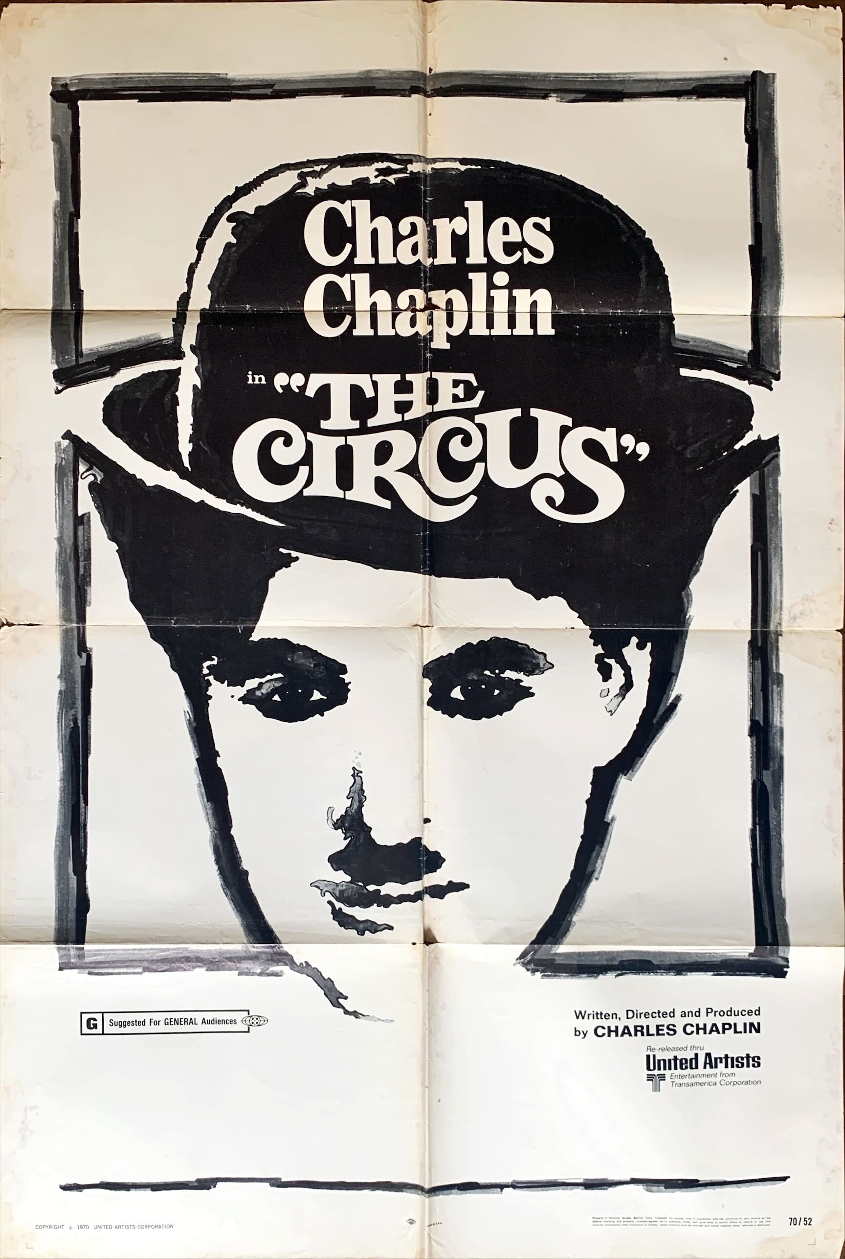 The Circus, R1970 great artwork of Charlie Chaplin