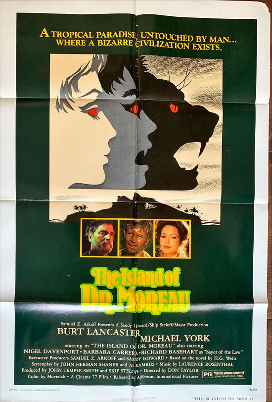 The Island of Dr. Moreau, 1sh 1977 Michael York, mad scientist Burt Lancaster