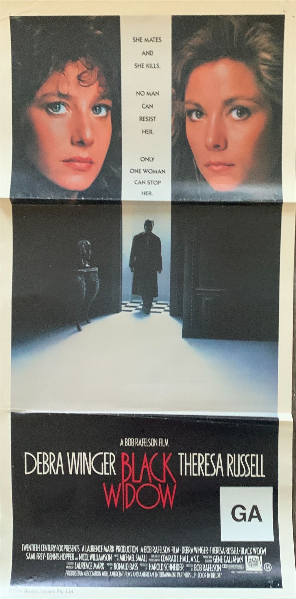 Black Widow, Aust daybill '87, Debra Winger & Theresa Russell