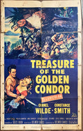 Treasure of the golden condor, 1sh 1953 art of Cornel Wilde grabbing girl & attacked by snake