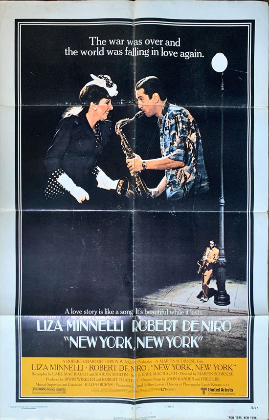 New York, New York, style B 1sh 1977 Robert De Niro plays sax while Liza Minnelli sings