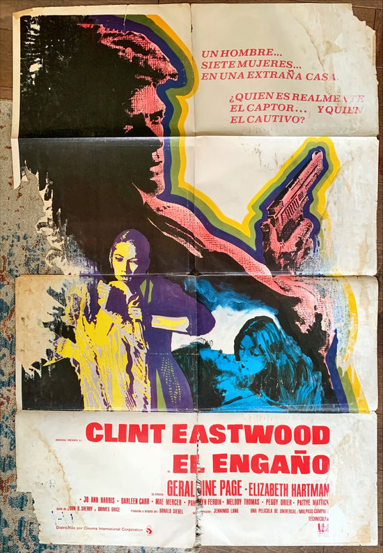 The Beguiled,South American 1971 cool psychedelic art of Clint Eastwood & Geraldine Page, Don Siege