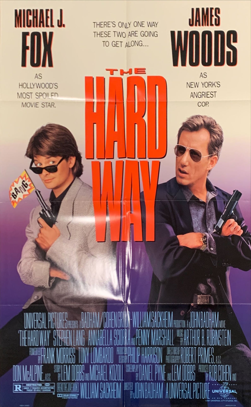 The Hard Way, one-sheet movie poster '91 Michael J. Fox James Woods
