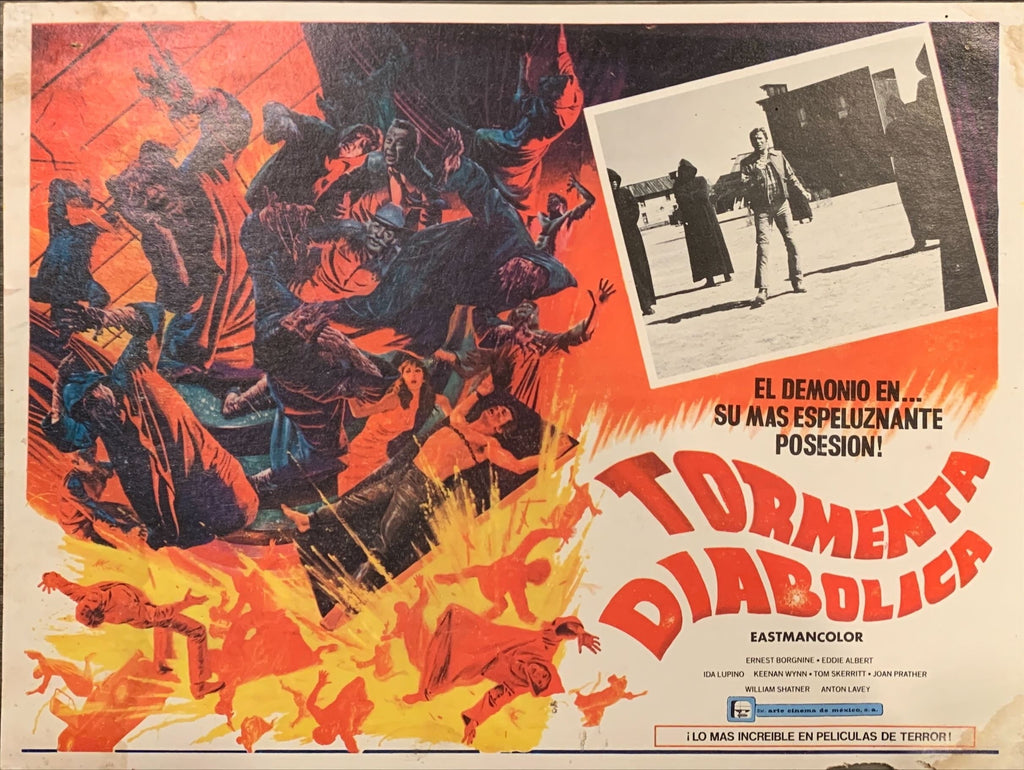 The Devils Rain, Mexican LC '75 great close up of William Shatner & Lupino + cool border art