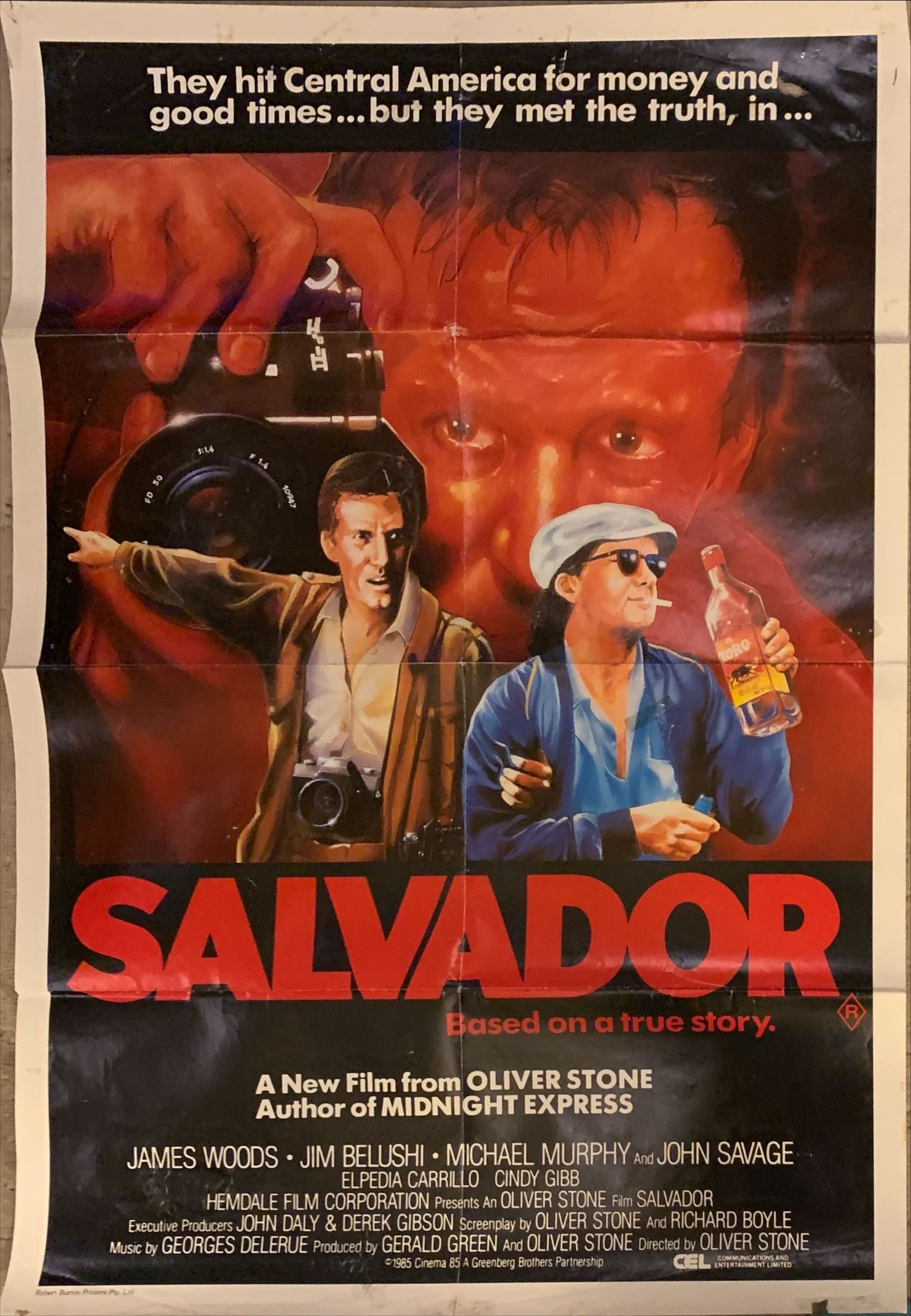Salvador, Australian movie poster '86 Oliver Stone, James Woods