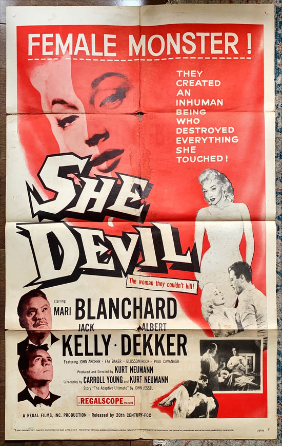 She Devil, 1957 sexy inhuman female monster who destroyed everything she touched