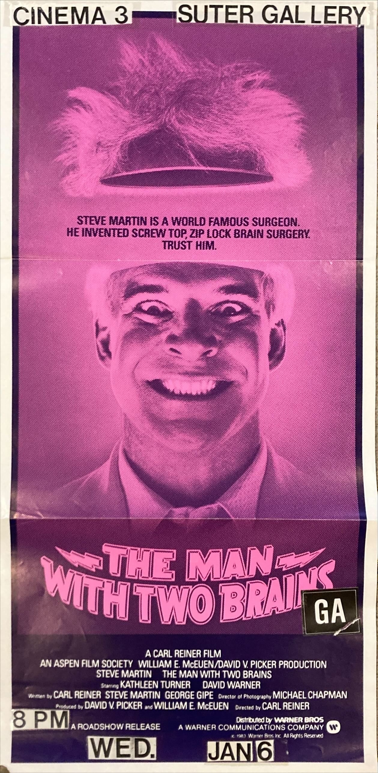 The Man with two Brains, Aust daybill '83 wacky world famous surgeon Steve Martin