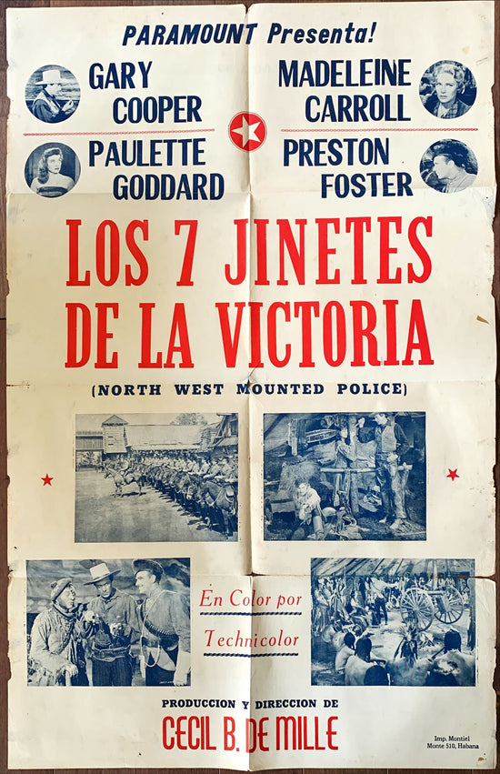 Northwest Mounted Police, 1940, Special poster printed in Latin America, Gary Cooper