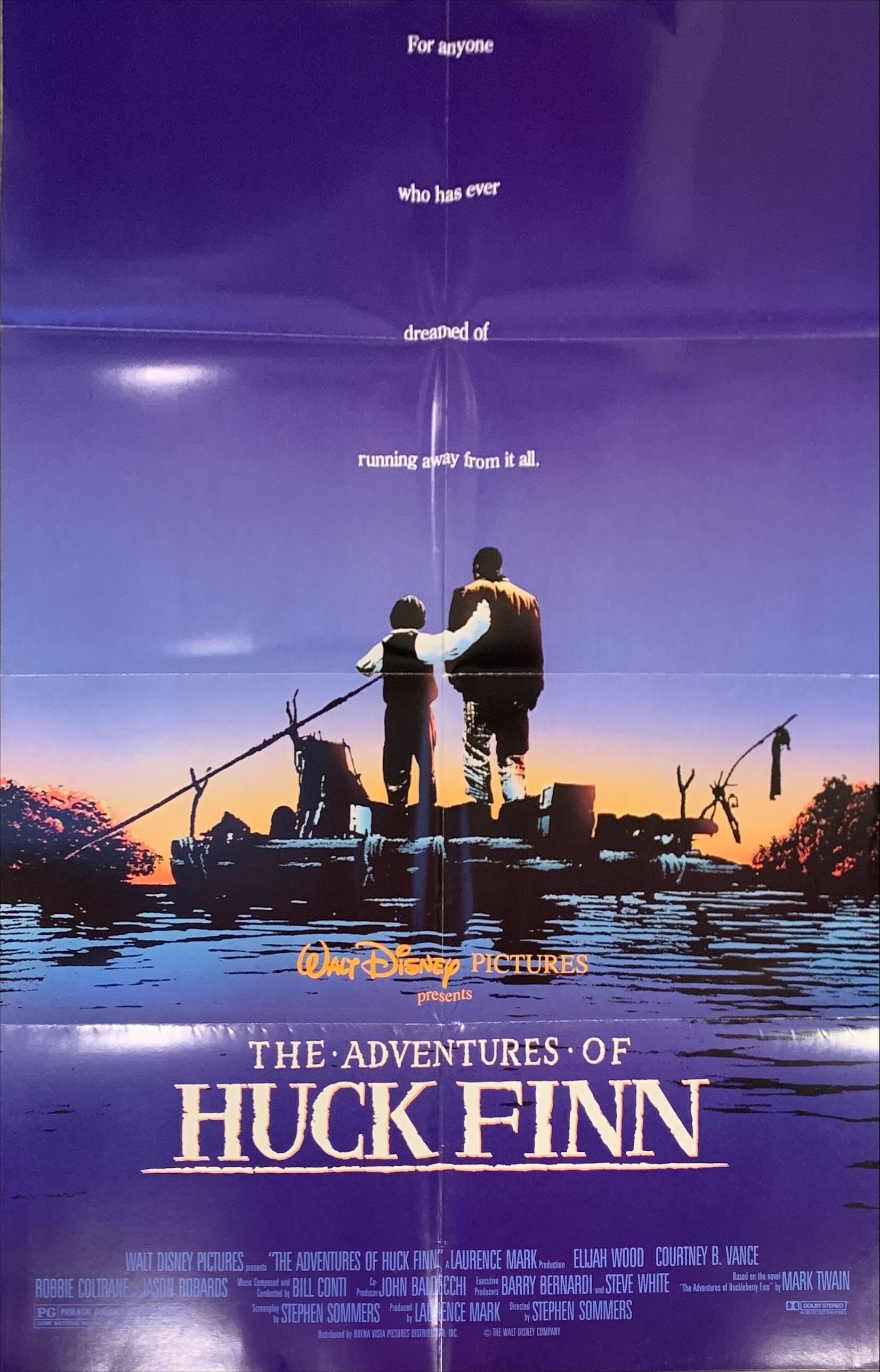 The Adventures of Huck Finn, Disney  1sh '93 Elijah Wood as Huckleberry, Courtney Vance as Jim