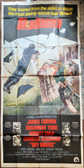 Sky riders three sheet, style A int'l 1sh '76 James Coburn, Susannah York, hang-gliding action artwork