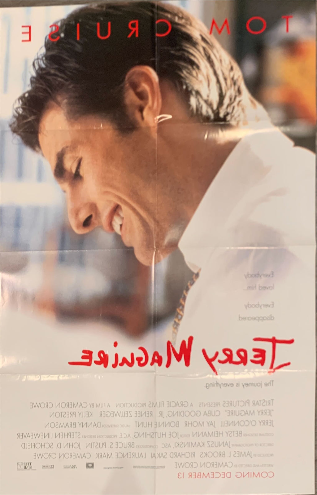 Jerry Maguire, int'l DS 1sh 1996 close up of Tom Cruise, directed by Cameron Crowe