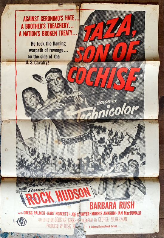 Taza son of Cochise,military one-sheet movie poster R60s Native American Rock Hudson