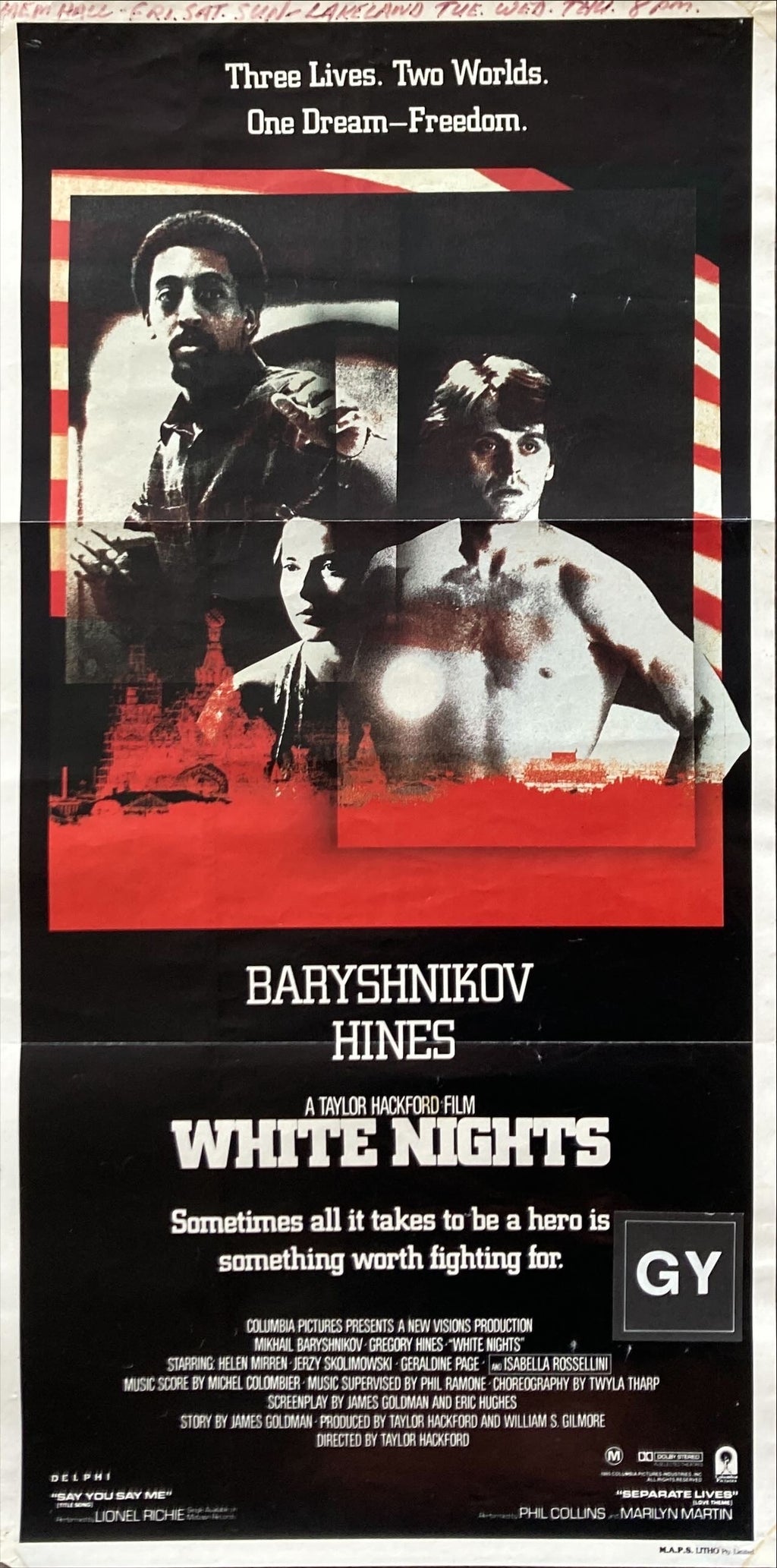 White Nights, Aust daybill '85 Russian ballet dancer Mikhail Baryshnikov & Gregory Hines